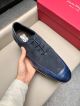 Ferragamo Man Blue Calfskin Business Leather Shoes 042897 (7)_th.jpg